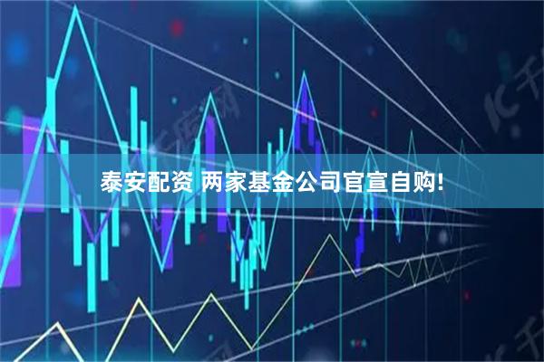 泰安配资 两家基金公司官宣自购!